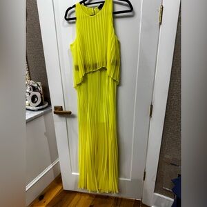 BCBG Radiant Yellow Pleated Maxi Dress